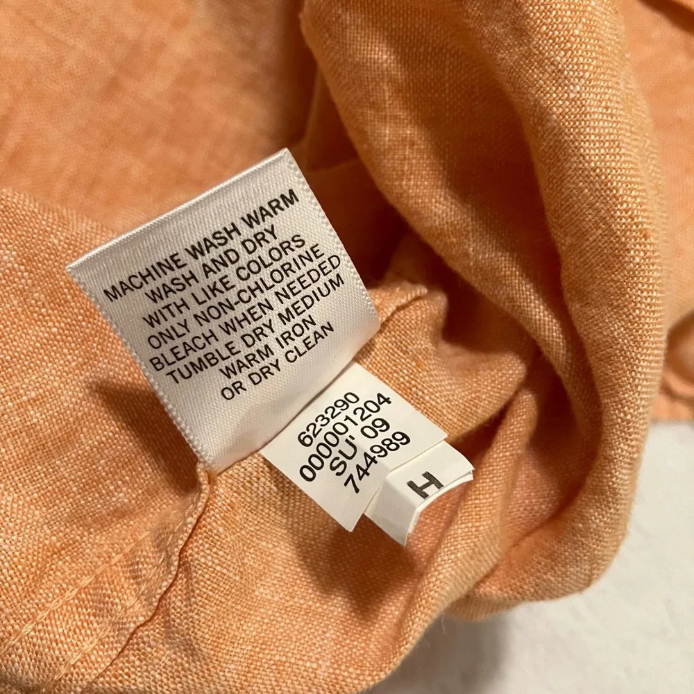 Banana Republic 100% Linen Long Sleeve Button Up Shirt Men's XL Orange